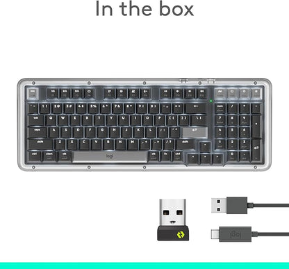 Logitech Alto Keys K98M Wireless Mechanical Keyboard, Customizable Keyboard with Vibration Absorbing Gasket, Backlit Keys, Bluetooth, USB-C Charging, for PC, Mac, Laptops - Graphite