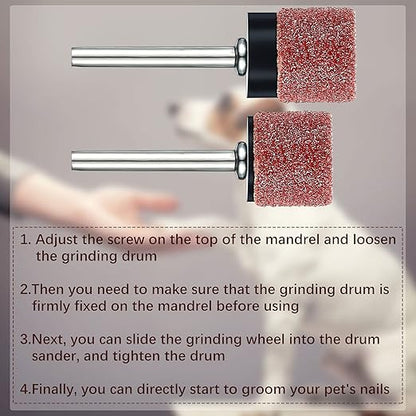 22 Pet Nail Grinder Replacement Kit with Grit Sanding Bands Pet Smoother Claw Care Black Grinding Drums Dog Nail Grinder Replacement Dog Claw Grooming Supplies(1/2 Inch 120 Grit)