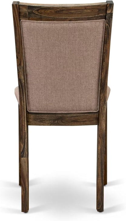 East West Furniture V797MZ716-9 9 Piece Dining Room Table Set Includes a Rectangle Kitchen Table with V-Legs and 8 Dark Khaki Linen Fabric Parson Dining Chairs, 40x72 Inch, Multi-Color