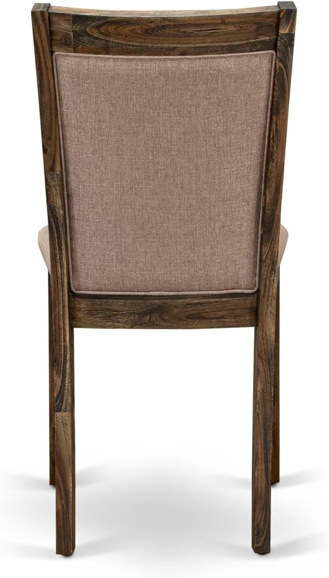 East West Furniture V777MZ716-6 6 Piece Dining Table Set Contains a Rectangle Dining Room Table with V-Legs and 4 Dark Khaki Linen Fabric Parson Chairs with a Bench, 40x72 Inch, Multi-Color