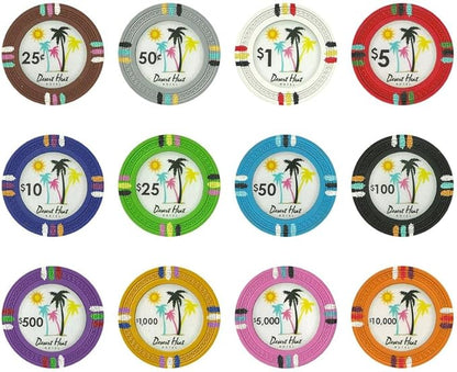 13.5-gram Desert Heat Premium Poker Chips (50-Pack) Heavy Clay Composite Set - Bulk Casino Chips with Denominations for Texas Holdem, Blackjack - Betting Game Accessories ($25 Green)