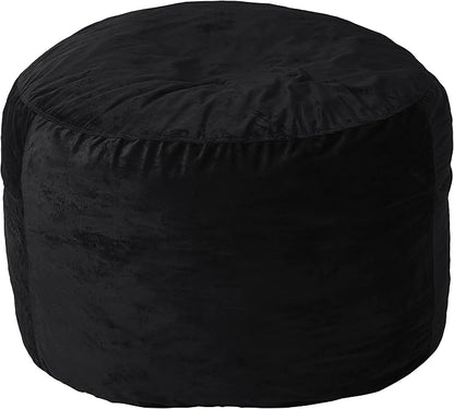 Sofa Sack Bean Bag Chair Cover Only, for Adults and Kids, Without Filling Comfy Fluffy Round or Oval Beanbag Chair Cover Replacement, Lazy Sofa Cover for Reading Chair or Floor Chair, 4-Feet, Black