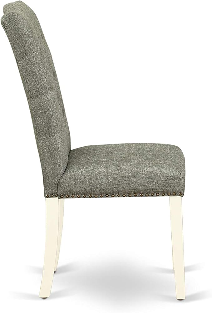 East West Furniture X027EL207-9 9 Piece Kitchen Table & Chairs Set Includes a Rectangle Dining Room Table with X-Legs and 8 Gray Linen Fabric Parson Dining Chairs, 40x72 Inch, Multi-Color