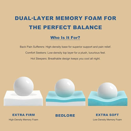 Bedlore 4-Inch California King Mattress Topper for Back Pain - Dual Layer Medium Support (2" Gel Memory Foam + 2" Cooling Fluffy Pillow Top Pad), Breathable & Pressure Relief (White)