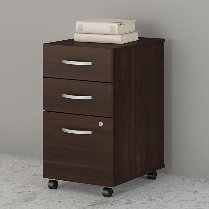 Bush Business Furniture Studio C 3 Drawer Mobile File Cabinet in Black Walnut