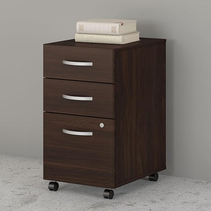Bush Business Furniture Studio C 3 Drawer Mobile File Cabinet in Black Walnut