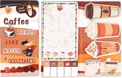 QPIXVB Coffee Sticky Notes,Coffee Lover Gifts,School Supplies for Teachers,440 Sheets Post It Note,Coffee Themed Gifts,Cute School Supplies for Girls,Blackboard Self-Sticky Notes Set Cute