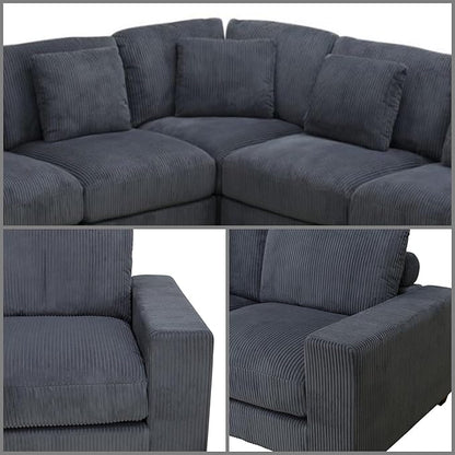 Sectional Couches for Living Room, Stylish Sectional Loveseat Sofa with Deep Seats, Living Room Furniture Home Sofa for Small Space, Warm Gray