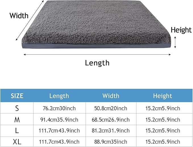 Dog Bed Covers, Waterproof, Soft Plush Replacement Washable Pet Bed Cover, Rectangular, Grey, XL, 44L x 32W x 6H inch, Multi-layered Construction with Plush Top, Filling, and Waterproof Layer