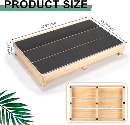 3.5" Wooden Platform Step Stool,24" Platform with Non Slip Rubber Stepping Surface for Adults & Elderly Bed Steps Wooden Mobility Stepping Stools for Bedroom, Bathroom, Kitchen, Garden