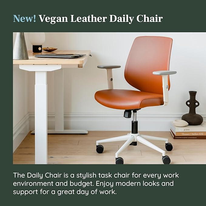 Branch Daily Chair - Vegan Leather Office Chair with Swivel, Lumbar Rest, and Adjustable Armrests - Comfortable Seating for Improved Posture and Productivity - Dune