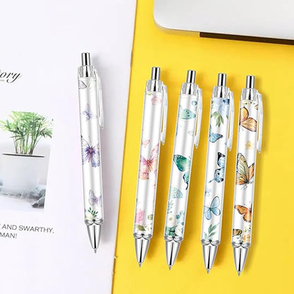 30 PCS Butterfly Ballpoint Pen Retractable Ballpoint Pen, 0.5mm Ball Point Pens for Office Stationery Home School Supplies for Women Teacher Gifts Black Ink, Medium Point (Butterfly, 30)