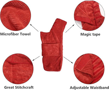 Geyecete Pineapple Grid Fast Drying Super Absorbent Dog Cat Bath Robe Towel - Red - 3XL