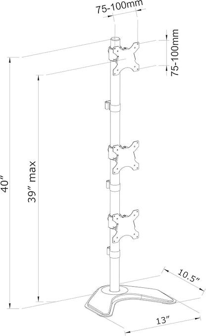 VIVO Triple Vertical LCD Monitor Height Adjustable Desk Mount Stand for 3 Screens up to 27 inches STAND-V003D