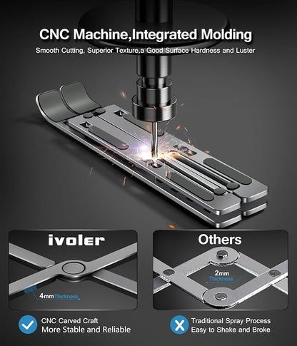 ivoler Laptop Stand, Laptop Holder Riser Computer Tablet Stand, 6 Angles Adjustable Aluminum Ergonomic Foldable Portable Desktop Holder Compatible with MacBook,iPad, HP, Dell, Lenovo 10-15.6” Gray