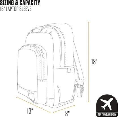 Carhartt 25L Classic Laptop Backpack, Durable Water-Resistant Pack W/ 15" Laptop Sleeve and Multiple Organizational Compartments, PFAS Free, Port