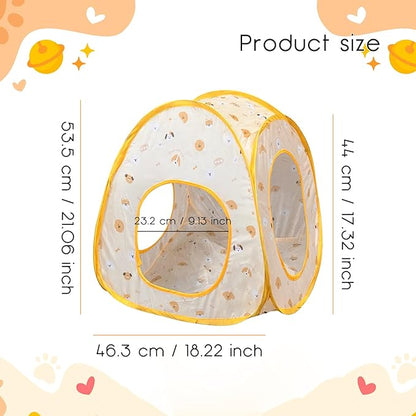 Andiker Cat Tent, 3 Holes Safe and Strong Cute Cats Tunnel Collapsible Easy to Carry Cat House for Indoor Cats Kittens Hiding Playing Training Sleeping(Tent Pink)
