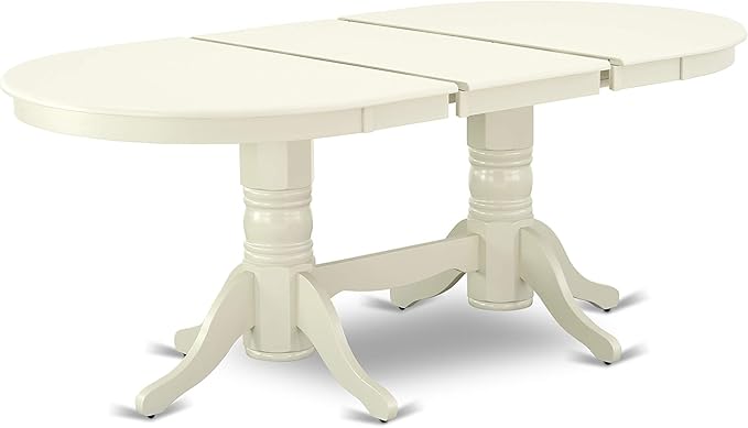 East West Furniture VAVA5-LWH-C 5 Piece Dinette Set for 4 Includes an Oval Dining Table with Butterfly Leaf and 4 Linen Fabric Dining Room Chairs, 40x76 Inch, Linen White