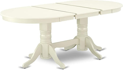 East West Furniture VAVA9-LWH-C 9 Piece Dining Set Includes an Oval Dining Room Table with Butterfly Leaf and 8 Linen Fabric Upholstered Kitchen Chairs, 40x76 Inch, Linen White