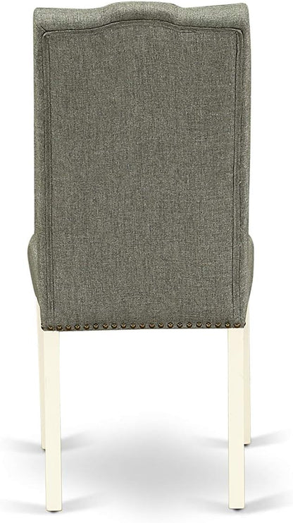 East West Furniture OXEL3-LWH-07 3 Piece Kitchen Table Set for Small Spaces Contains a Square Dining Room Table and 2 Gray Linen Fabric Upholstered Chairs, 36x36 Inch, Linen White