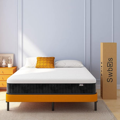 Queen Mattress 12 Inch, Hybrid Mattress Queen Size, Bed Matress in a Box, Pressure Relief & Fiberglass Free
