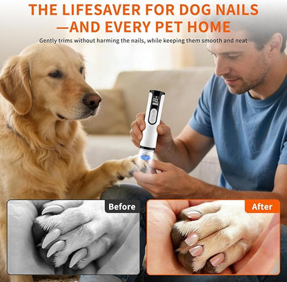 2026 Upgraded Silent Dog Nail Grinder, 3-Speed Powerful Electric Pet Nail Trimmer, Indoor cat Nail Trimmer,Rechargeable with 2 LED Lights/Grinding Wheels for Small, Medium, and Large Dogs and Cats