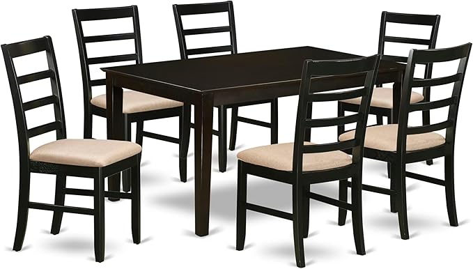 East West Furniture CAPF7-CAP-C 7 Piece Dining Table Set Consist of a Rectangle Dining Room Table and 6 Linen Fabric Upholstered Chairs, 36x60 Inch, Cappuccino