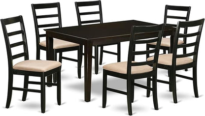 East West Furniture CAPF7-CAP-C 7 Piece Dining Table Set Consist of a Rectangle Dining Room Table and 6 Linen Fabric Upholstered Chairs, 36x60 Inch, Cappuccino