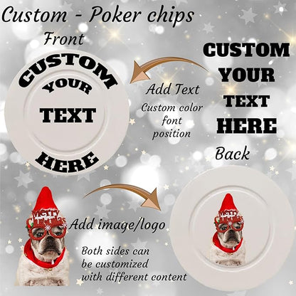 Custom Poker Chips Personalized Plastic Poker Chips with Logo Funny Parties Chips Print Your Photo or Text Golf Ball Markers for Putting Green White