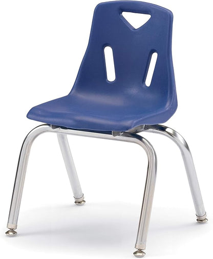 Berries Jonti-Craft 8144JC6003 Stacking Chairs with Chrome-Plated Legs, 14" Height, Blue, Pack of 6