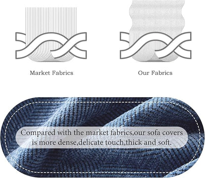 STACYPIK Thick Blue Sofa Covers Couch Covers for Dogs Herringbone Jacquard Couch Covers for 3 Cushion Couch Non-Slip Sectional Covers Protector Loveseat Couch Cover Pet Blanket Cover-71x134IN