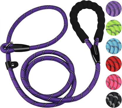 Dog Rope Leash, Strong Dog Leash, Premium Quality Training Dogs Leashes with Comfortable Padded Handle and Highly Reflective Threads for Small Medium and Large Dogs, (Purple)