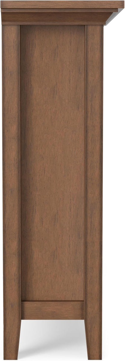 SIMPLIHOME Redmond Storage Cabinet - 36 inch Wide Solid Wood 2-Shelf Entryway Storage Cabinet in Rustic Natural Aged Brown, Transitional Accent Cabinet for Entryway with Drawers and Adjustable Shelves