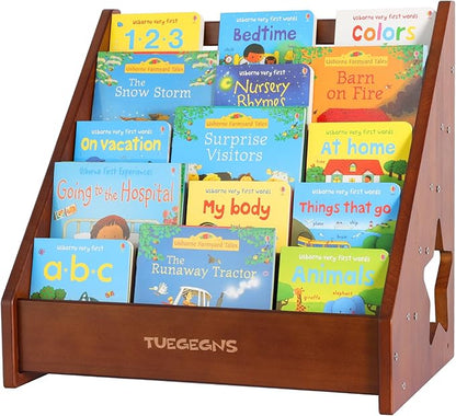 Montessori Bookshelf,Toddler Bookshelf for Kids,Organize Your Little One's Reading Adventure with Our Natural Wood Kids Bookshelf - Perfect for Ages 1-5! (Brown)
