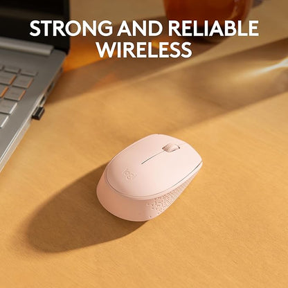 Logitech M170 Wireless Mouse for PC, Mac, Laptop, 2.4 GHz with USB Mini Receiver, Optical Tracking, 12-Months Battery Life, Ambidextrous - Rose