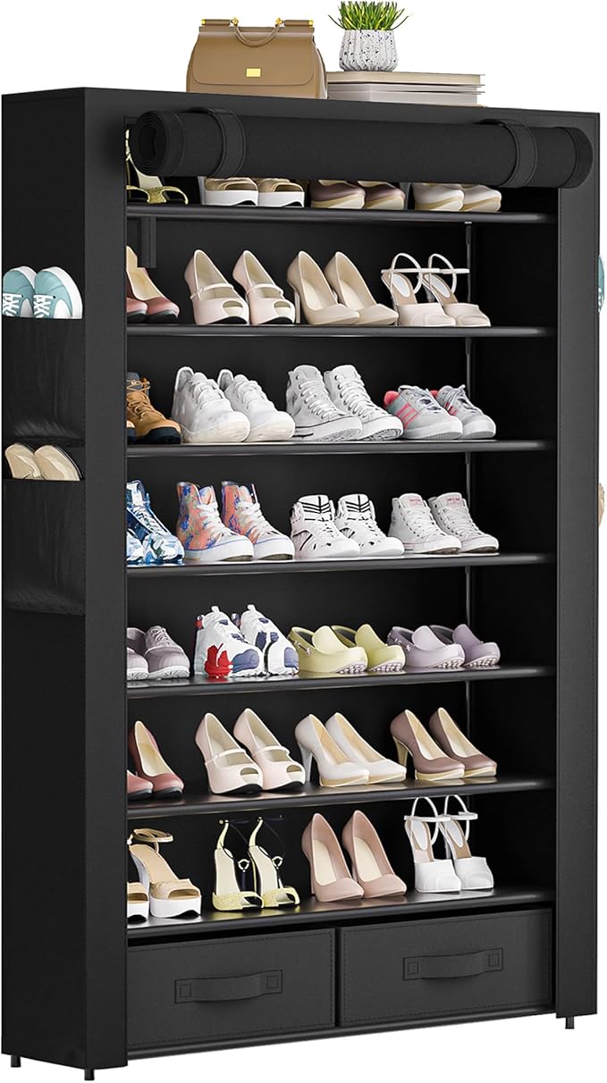 Tall Shoe Rack Dustproof Cabinet Large Capacity 8 Tier Shoe Organizer,32-40 Pairs of Shoes