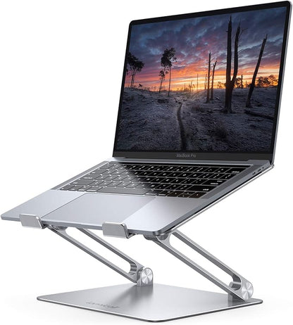 Lamicall Adjustable Laptop Stand, Portable Laptop Riser, Aluminum Laptop Stand for Desk Foldable, Ergonomic Computer Notebook Stand Holder for MacBook Air Pro, Dell XPS, HP (10-17.3'')- Silver