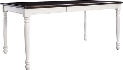 Crosley Furniture Shelby 4-Piece Traditional Dining Table Set for 5 with 2 Chairs and a Wood Bench, Distressed White