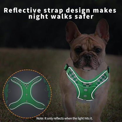 Dog Harness with Leash Set, Adjustable Step in with Breathable Padded Vest Harness for Medium Large Dogs Training and Running (M Green)
