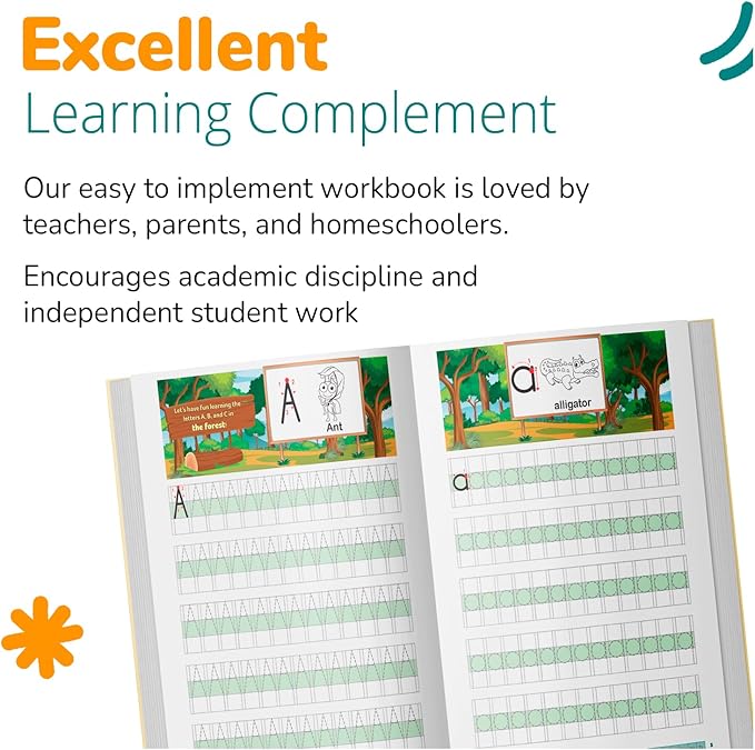 Channie's Alphabet Tracing & Kids Writing Pad, Practice Visual Handwriting & Storytelling Workbooks, 80 Pages, Grades PreK – 1st, Summer School, Learning Workbook for Homeschool and After School