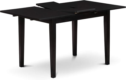 East West Furniture NOPF3-BLK-C 3 Piece Dining Room Table Set Contains a Rectangle Kitchen Table with Butterfly Leaf and 2 Linen Fabric Upholstered Chairs, 32x54 Inch, Black