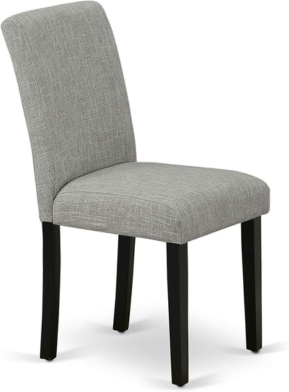 East West Furniture X696AB106-5 5 Piece Modern Dining Table Set Includes a Rectangle Wooden Table with X-Legs and 4 Shitake Linen Fabric Upholstered Parson Chairs, 36x60 Inch, Multi-Color