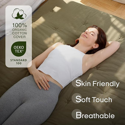 ZonLi Japanese Floor Futon Mattress Full Size 80"x 54", 100% Cotton Cover 2.5'' Thicken Tatami Mattress, Foldable Sleeping Pad, Portable Dormitory Tatami Mat