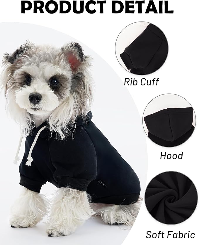 XPUDAC Matching Hoodie for Dogs and Humans Fleece Sweatshirt Soft Warm Pet Hoodie Sweater for Large Small Medium Dog and Owner Matching Clothes Cold Weather, Black, Medium