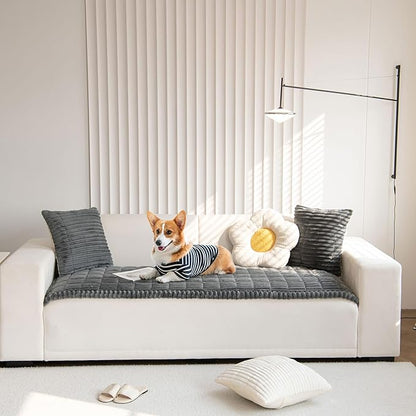 OTOB Couch Cover for Dogs Washable, Non Slip Plush Sofa Covers for 3 Cushion Couch, Fuzzy Pet Friendly Mat Bed Furniture Protector Sofa Slipcover, All Seasons (Dark Gray, 27.6" x 70.9")
