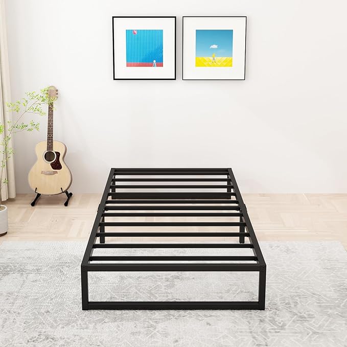 8 Inch Twin Bed Frames Heavy Duty Metal Twin Platform Bed Frame No Box Spring Needed, Noise Free, Easy Assembly, Black