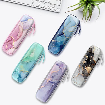 Fintie Holder Case for Apple Pencil Pro, Apple Pencil (USB-C / 1st / 2nd Generation), PU Leather Carrying Bag Sleeve Compatible with Pen, USB Cable, Samsung Stylus, Ocean Marble