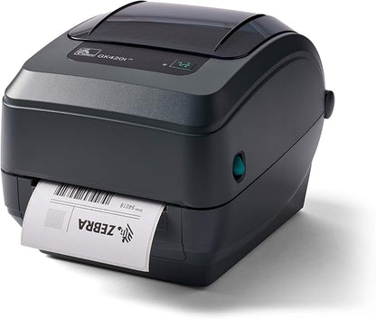 Zebra - GK420t Thermal Transfer Desktop Printer for Labels, Receipts, Barcodes, Tags, and Wrist Bands - Print Width of 4 in - USB, Serial, and Parallel Connectivity (Renewed)