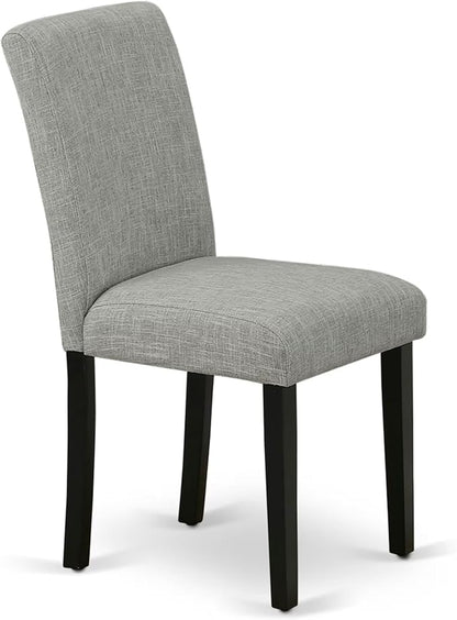 East West Furniture V696AB106-7 7 Piece Dining Set Consist of a Rectangle Dining Room Table with V-Legs and 6 Shitake Linen Fabric Upholstered Chairs, 36x60 Inch, Multi-Color
