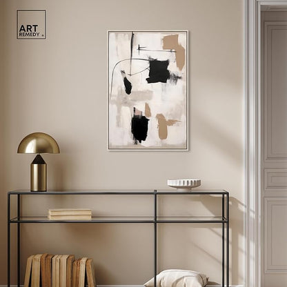 Art Remedy Strings in Abstraction Canvas Muted Abstract Wall Art, Silver Frame, 20" x 30"